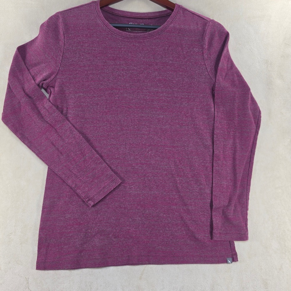 Eddie Bauer Womens Long Sleeve T-Shirt Heathered Plum Purple Cotton Top Size L